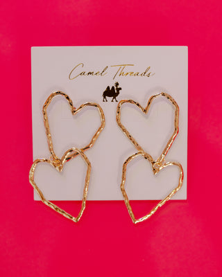 Double Heart Earring - GOLD (Mix &  Match Styles-Accessories Collection ONLY/$100 Minimum)